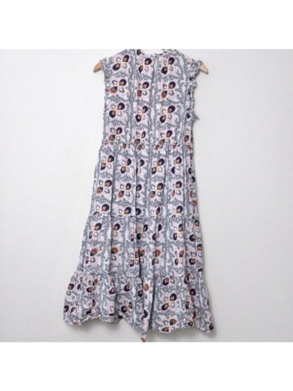 Figue Lily Cara Dress S Bohemian Cotton Cottagecore Floral Bib Ruffle - Picture 10 of 12